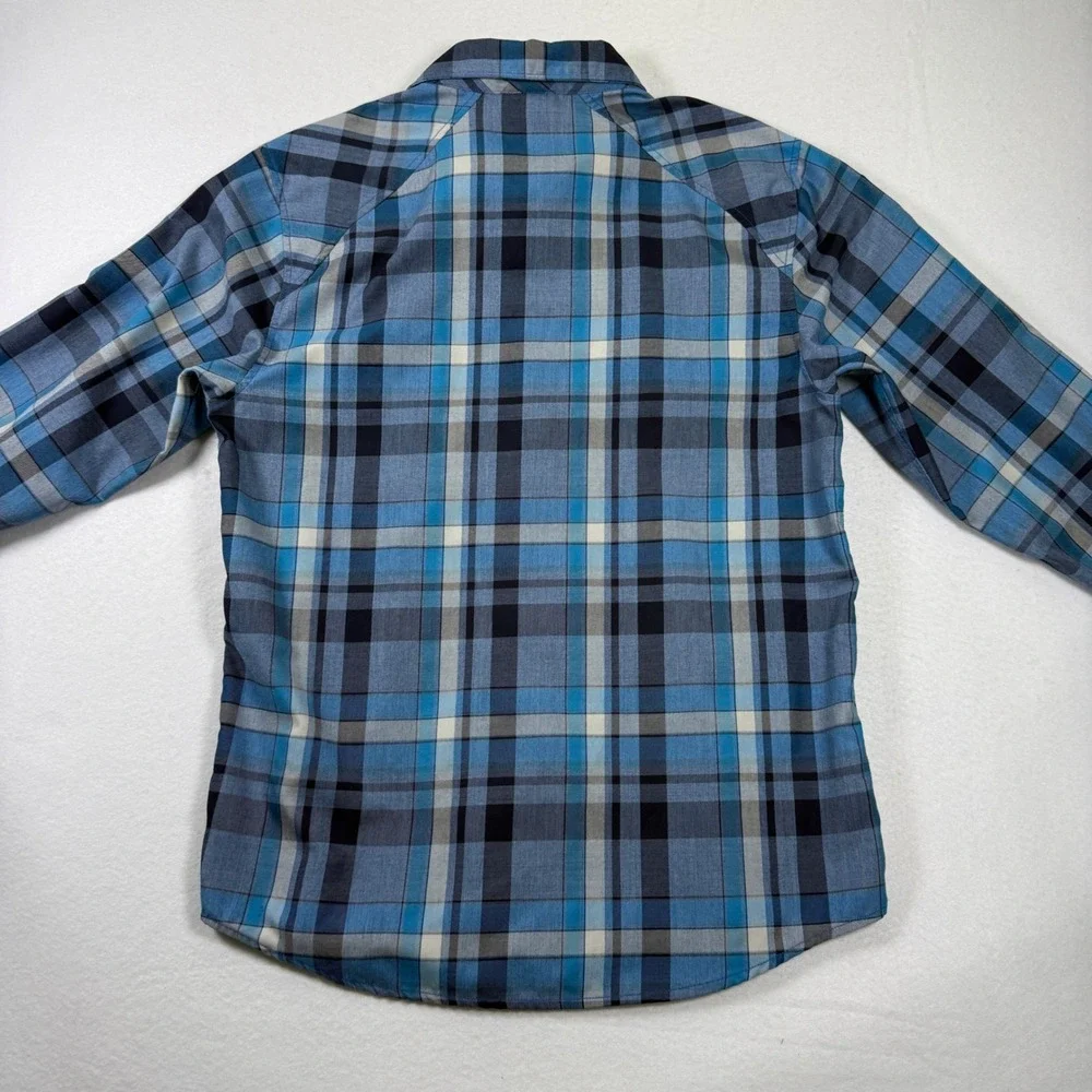 The North Face Mens Medium Blue Plaid Long Sleeve Button Up Shirt C750 F14